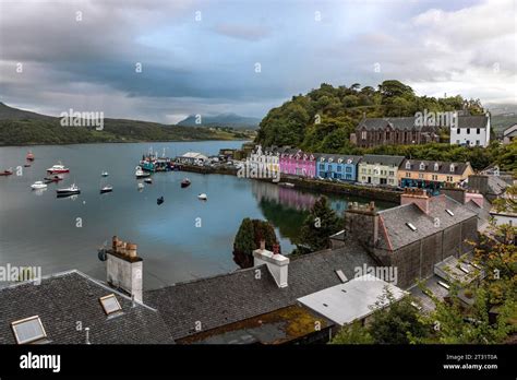 Colourful Houses In Georgian Architecture At Portree Harbour In The