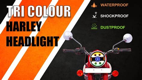 Autopowerz® Tri Colour7 Inch Round Led Harley Headlight For Royal Enfield Thar 12v 80v 90