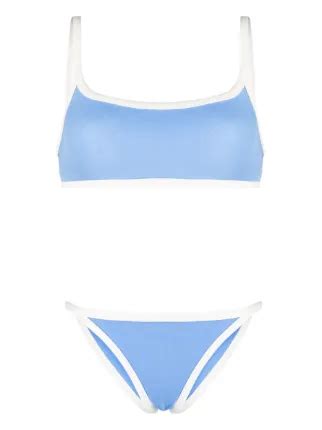 Lisa Marie Fernandez Contrasting Border Bikini Set Blue Farfetch