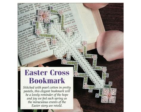 Floral Cross Bookmark Plastic Canvas Pattern Easter Cross Bookmark Etsy