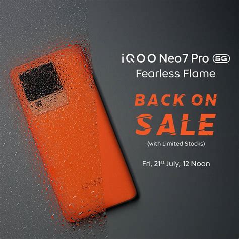 The Iqoo Neo Pro G Fearless Flame Is Ready To Go Back On Sale On