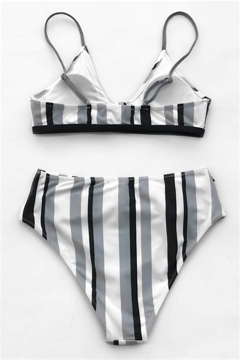 Cupshe Women S Stripe Bikini Bowknot Shirred Swimsuit Beachwear Central