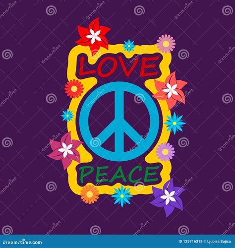 Love And Peace Hippie Style Design Stock Vector Illustration Of Hippy