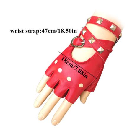 Half Finger Pu Leather Gloves Women Rock Punk Style Fingerless Rivet Mittens L Ebay