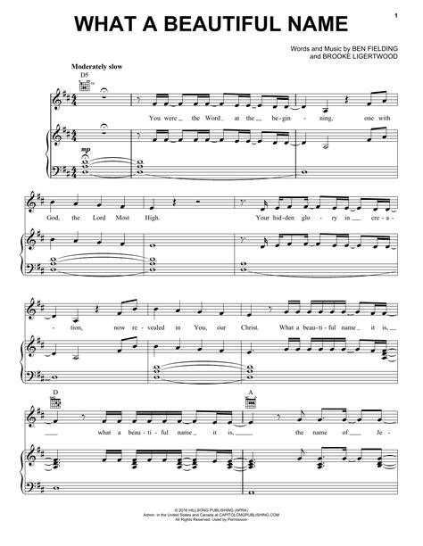 Hillsong Worship What A Beautiful Name Sheet Music Notes And Chords Sheet Music Piano Sheet