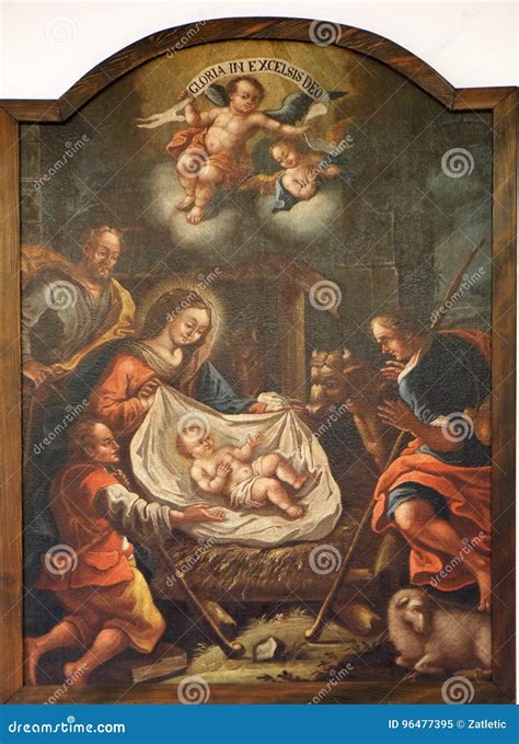 Birth Of Jesus Adoration Of The Shepherds Editorial Image Image Of