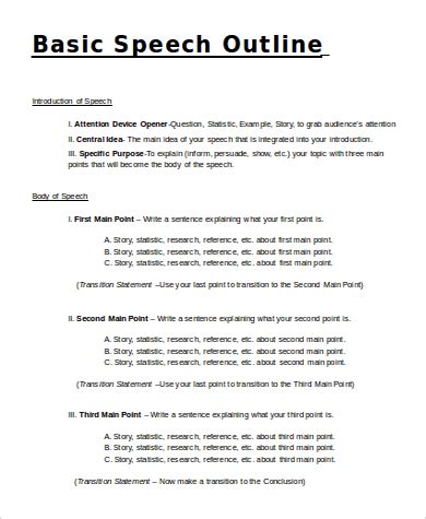 Persuasive Speech Outline Template Word | DocTemplates