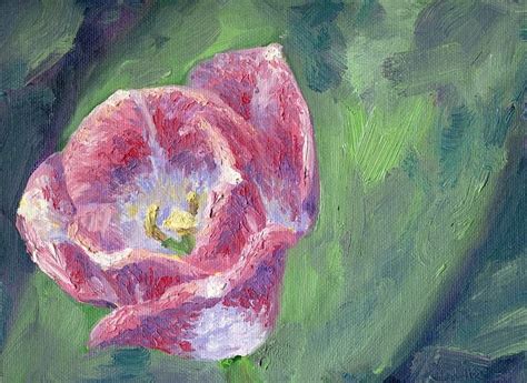 A Single Pink Tulip Oil Painting Original Floral Andrew Gaia Art