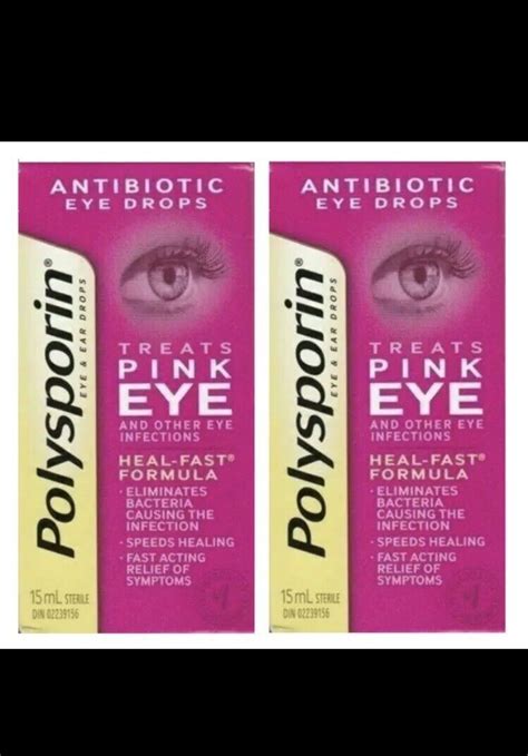 2x New Polysporin Antibiotic Pink Eye Eye Drops Relief Treatment Formula 15ml Ebay