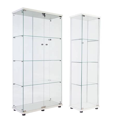 Holaki 4 Shelf Glass Display Cabinet Set Curio Cabinet Collection Display Case With Doorandlocks