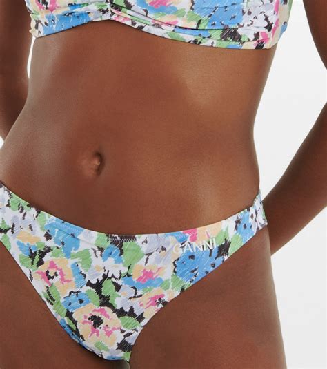 Ganni Floral Low Rise Bikini Bottoms Ganni