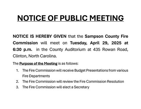 Notice of Public Meeting 04-29-2025 - Sampson County Government