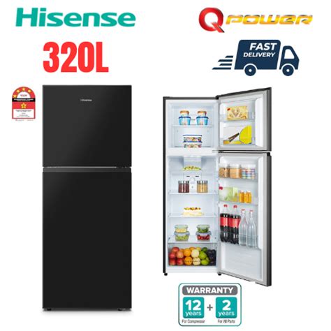 Hisense Rt328n4abn 320l Black 2 Door Fridge Refrigerator Inverter