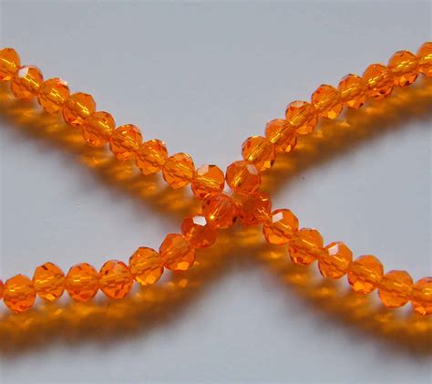 100pcs 3x4mm Faceted Crystal Rondelles Bright Orange BeadsForEwe