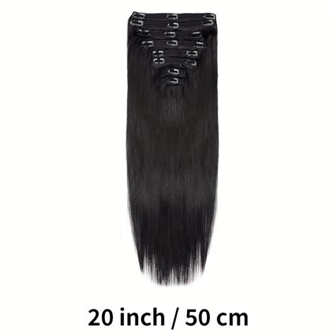 Straight Clip In Human Hair Extensions 18 Clips Double Weft Temu Canada