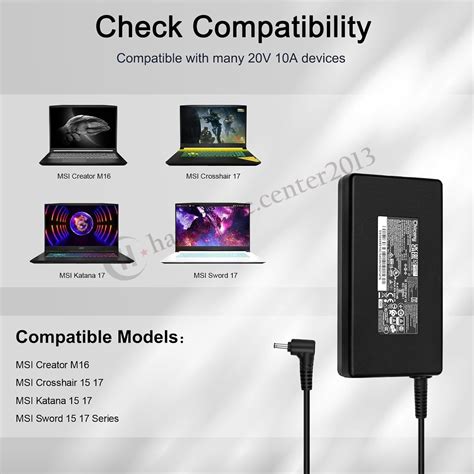 MSI Katana B12VFK-265 B12VFK-291 A21-200p2b ADP-200JB F Charger Power ...