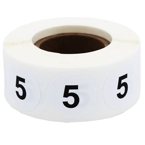 White Number 5 Stickers 3/4" | InStockLabels.com