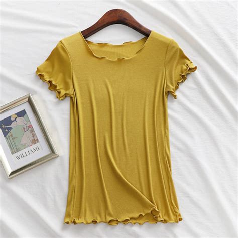 Modal Short Sleeved Wood Ear T Shirt Womens Summer Thin Section Slim