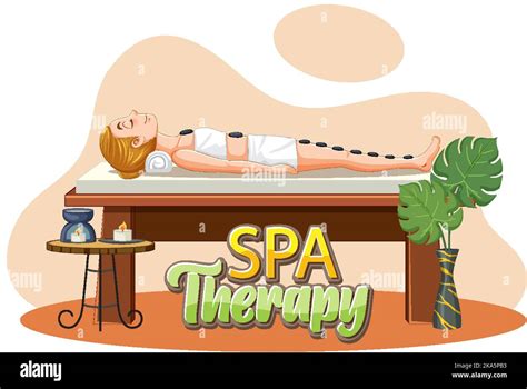 Woman Getting Hot Stone Massage Illustration Stock Vector Image Art Alamy