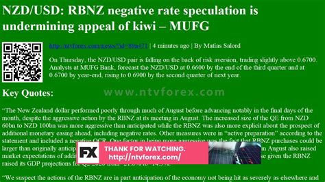 NZD USD RBNZ Negative Rate Speculation Is Undermining Appeal Of Kiwi