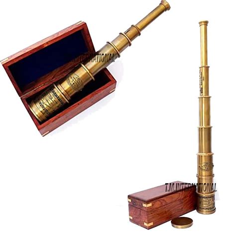 Antique Brass Vintage Telescope With Wooden Box Victorian 1915 Fully Functional Antique Brass