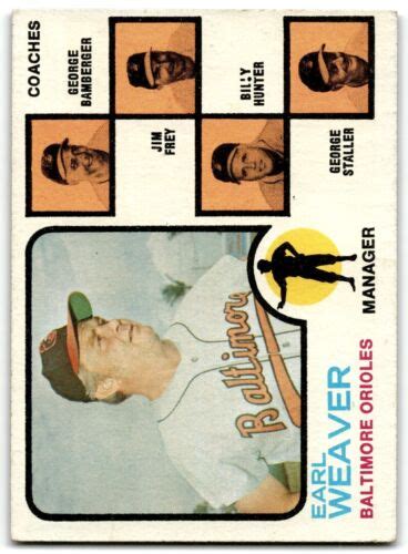 1973 Topps 136 Earl Weaver Mid Grade Vintage Baseball Card Baltimore