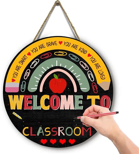 Teacher Wooden Door Sign Welcome Sign For Classroom Door Decorations Personalized Classroom Door