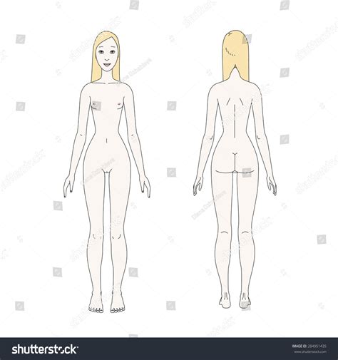 Vector Illustration Naked Female Body Front Stock Vector Royalty Free Shutterstock