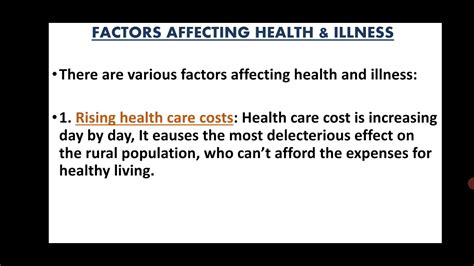 Factors Affecting Health And Illness Youtube