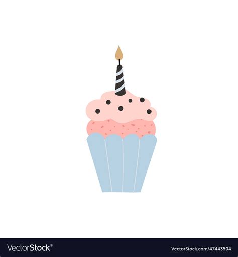 Festive cupcake with candle birthday wedding Vector Image