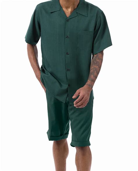 Emerald 2 Piece Short Sleeve Walking Suit Set With Elastic Waistband S