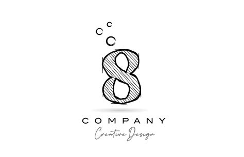 Hand Drawing Number 8 Logo Icon Design For Company Template Creative