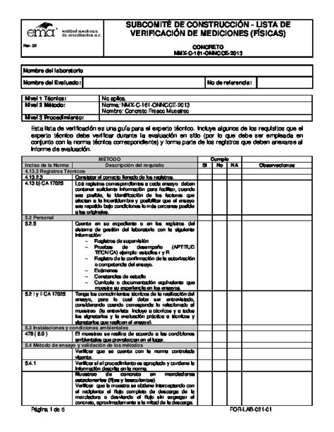 Lista De Verificacion De Normas Pdfcoffeecom