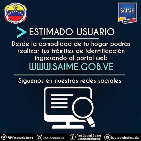 VenezuelaSaime On Twitter Importante Estimado Usuario Te