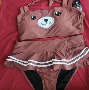 Hot Topic Swim New With Tags Kawaii Brown Bear Halter Swim Top And Bottom Bikini Poshmark