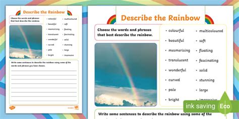 Describe The Rainbow Worksheet Profesor Hizo Twinkl