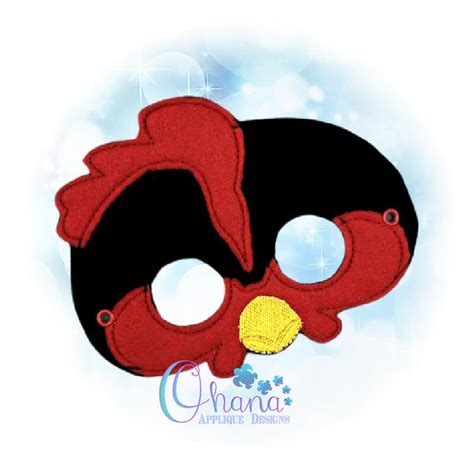 Rooster Pretend Mask Embroidery Design Ohana Applique Designs
