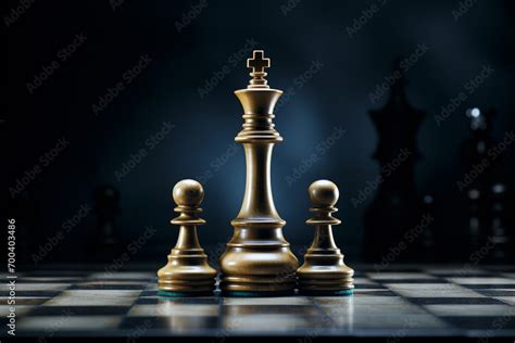 The King In Battle Chess Game Stand On Chessboard With Black Isolated