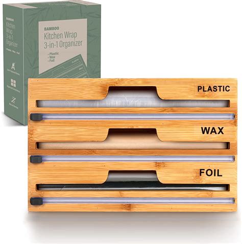 Bamboo Foil And Plastic Wrap Organizer Bountlesstop