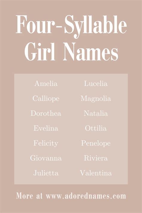 Four Syllable Girl Names Follow The Link To Discover Four Syllable Girl