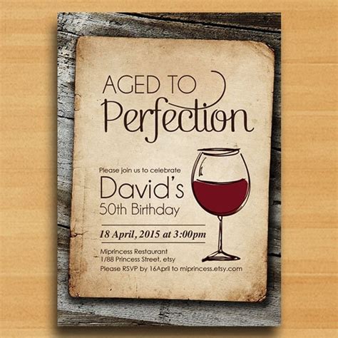 Wine Birthday Invitation Aged To Perfection Vintage By Miprincess