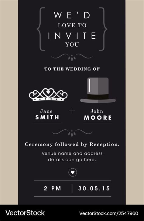 Wedding invitation mr and mrs theme Royalty Free Vector