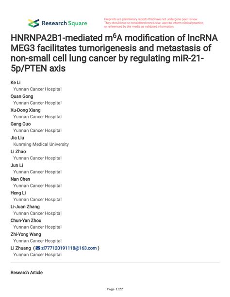 Pdf Hnrnpa B Mediated M A Modification Of Lncrna Meg Facilitates