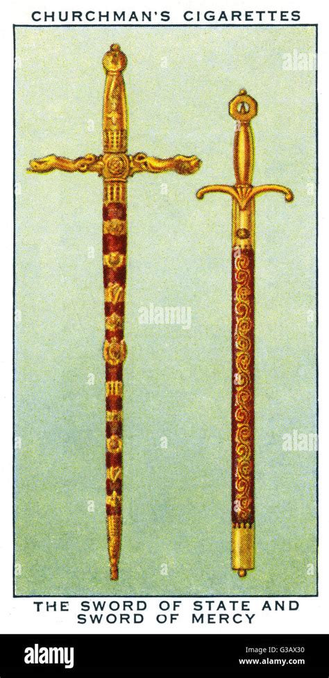 Crown Jewels Of England The Sword Of State And The Sword Of Mercy Stock