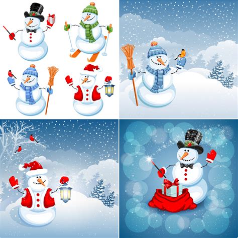 Backgrounds with snowman vector | Free download