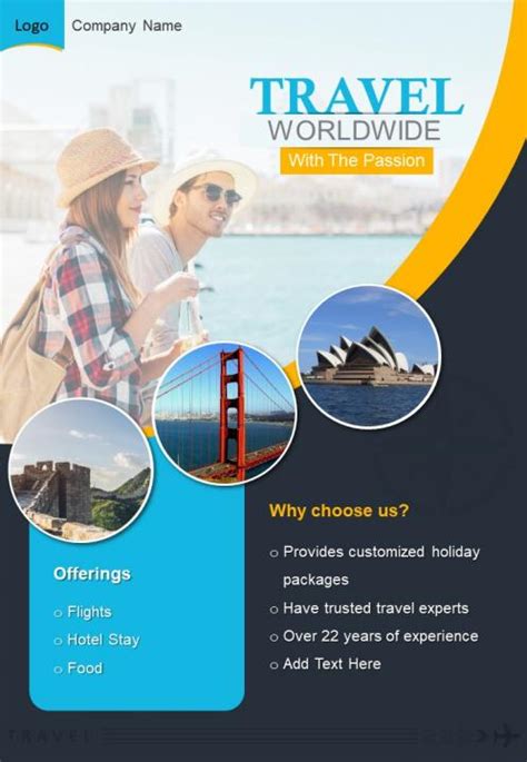 One Page World Travel Brochure Template | Presentation Graphics ...