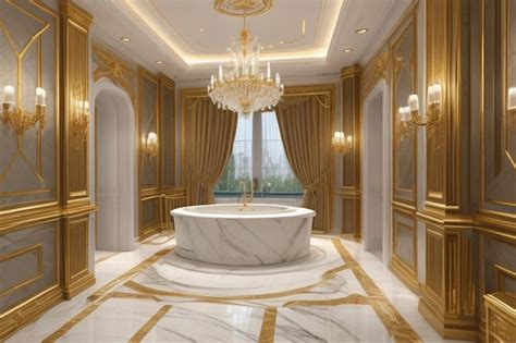 Premium AI Image | Marble Tiles with Gold Texture