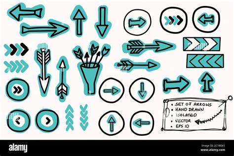 Hand Drawn Doodle Arrow Vector Set Isolated Scribble Pointer