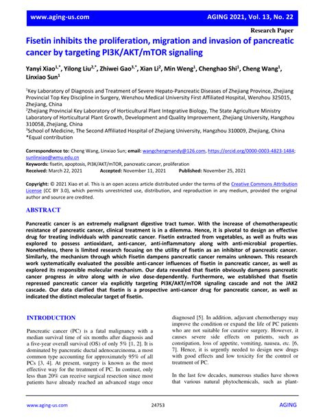 Pdf Fisetin Inhibits The Proliferation Migration And Invasion Of