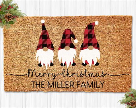 Christmas Welcome Mat Gnome Christmas Doormat Christmas Door Mat